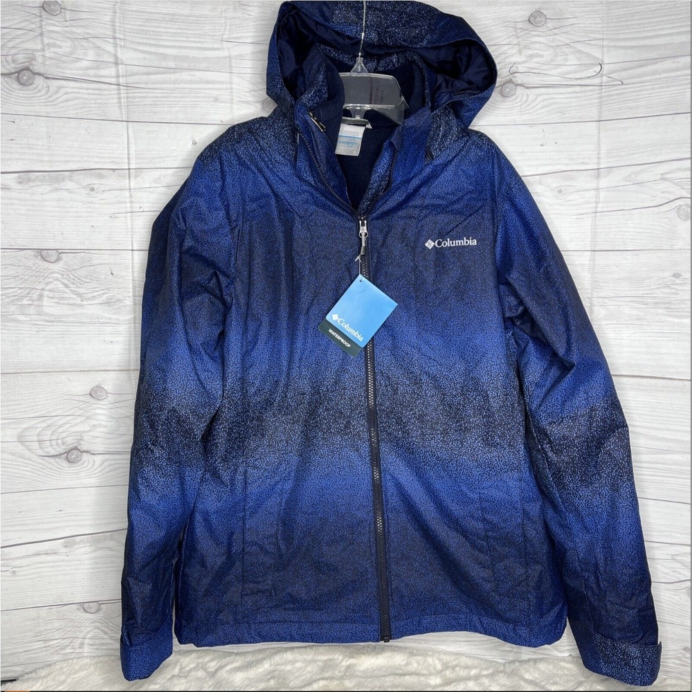 Columbia Women's S Ruby River Interchange Jacket Dark Spotty Blue Hooded New